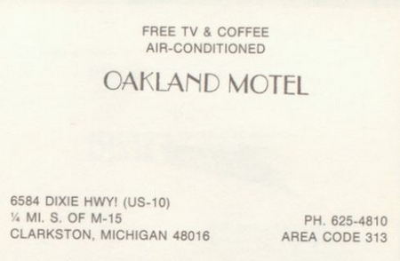 Motel McNeive (Oakland Motel) - Clarkston Yearbook Ad 1960S